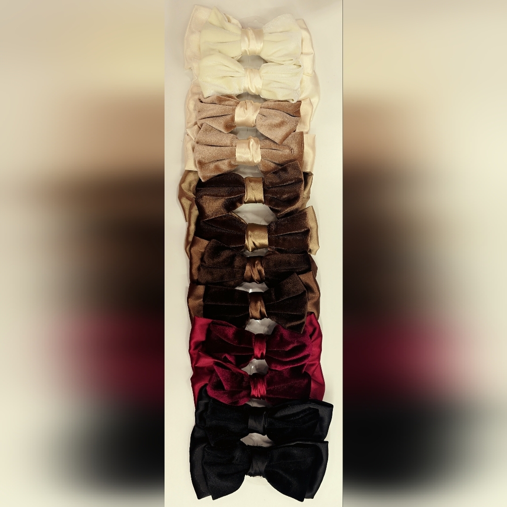 Elegant Satin Hair Bows Set Of 6